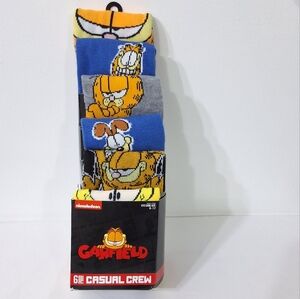 Garfield Nickelodeon 6 Pairs Men's Casual Crewneck Socks, NEW, Shoe Size:8-12